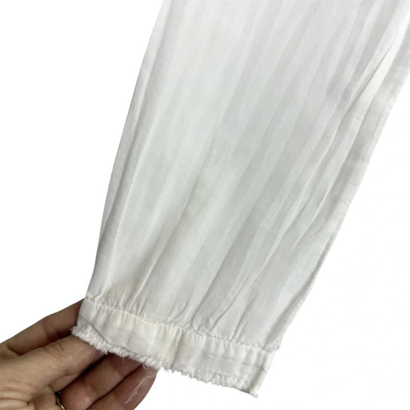 XIRENA White Hennessy Top Small Long Sleeves Oversized Tunic Popover Buttons - Picture 5 of 10